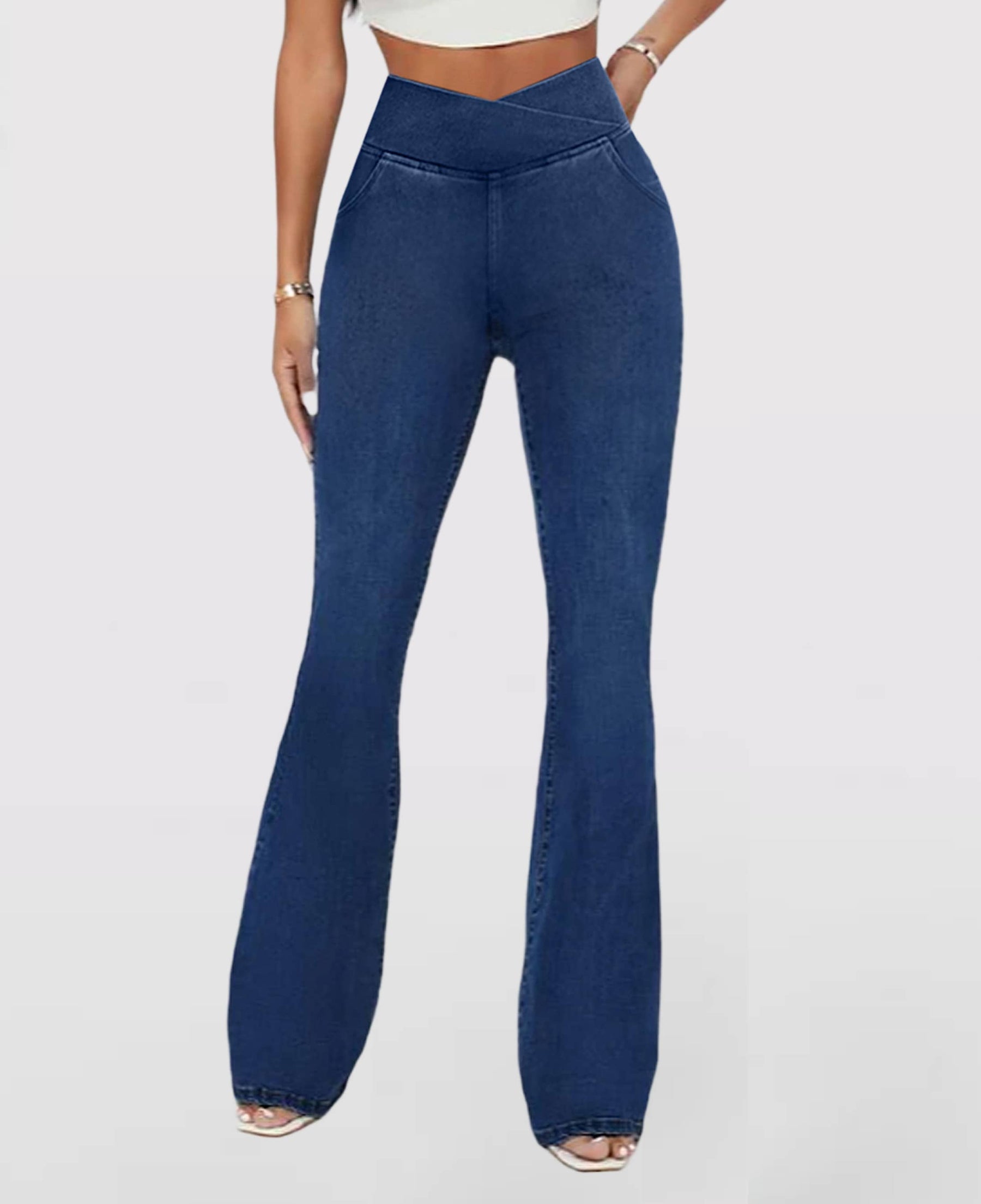 Calça Jeans de Cintura Alta Cruzada [CALÇA EFEITO BARRIGA CHAPADA] Compre 1 Leve 3 🎁