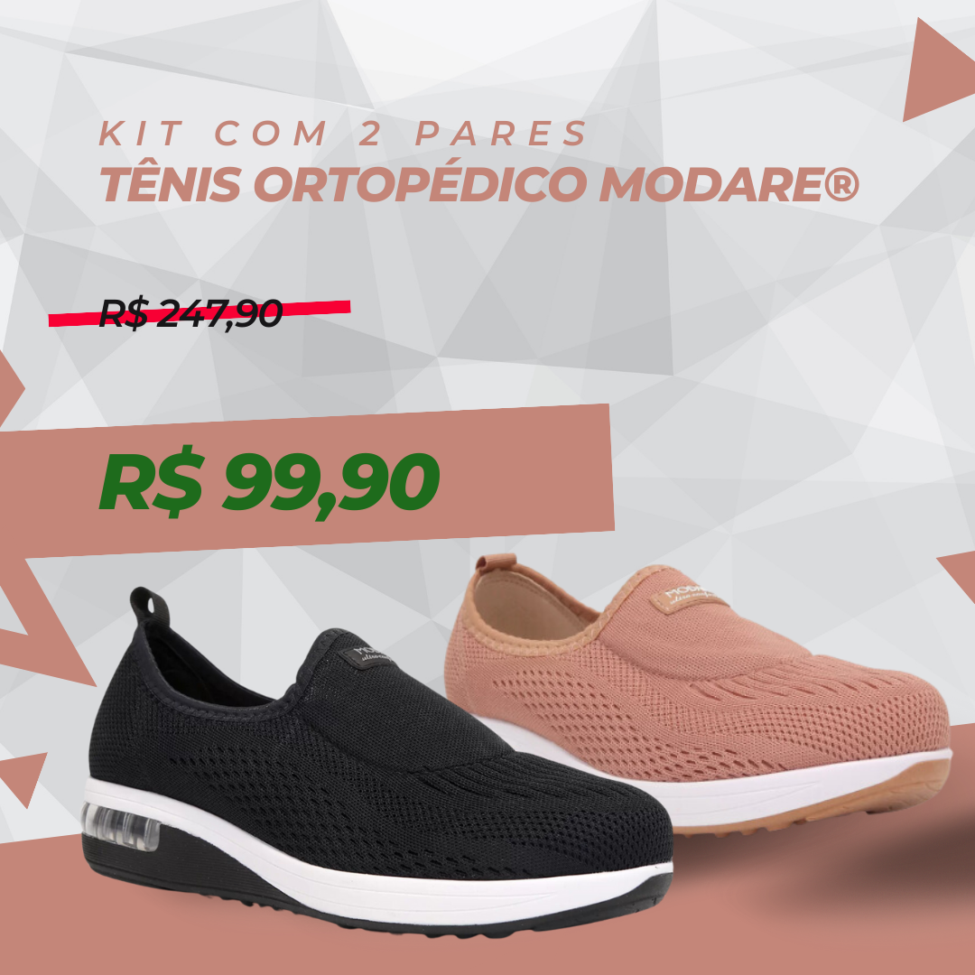 Tênis Ortopédico Modare® [Liquidação] + 2 Pares de Meia de Alta Compressão Invisível 🎁