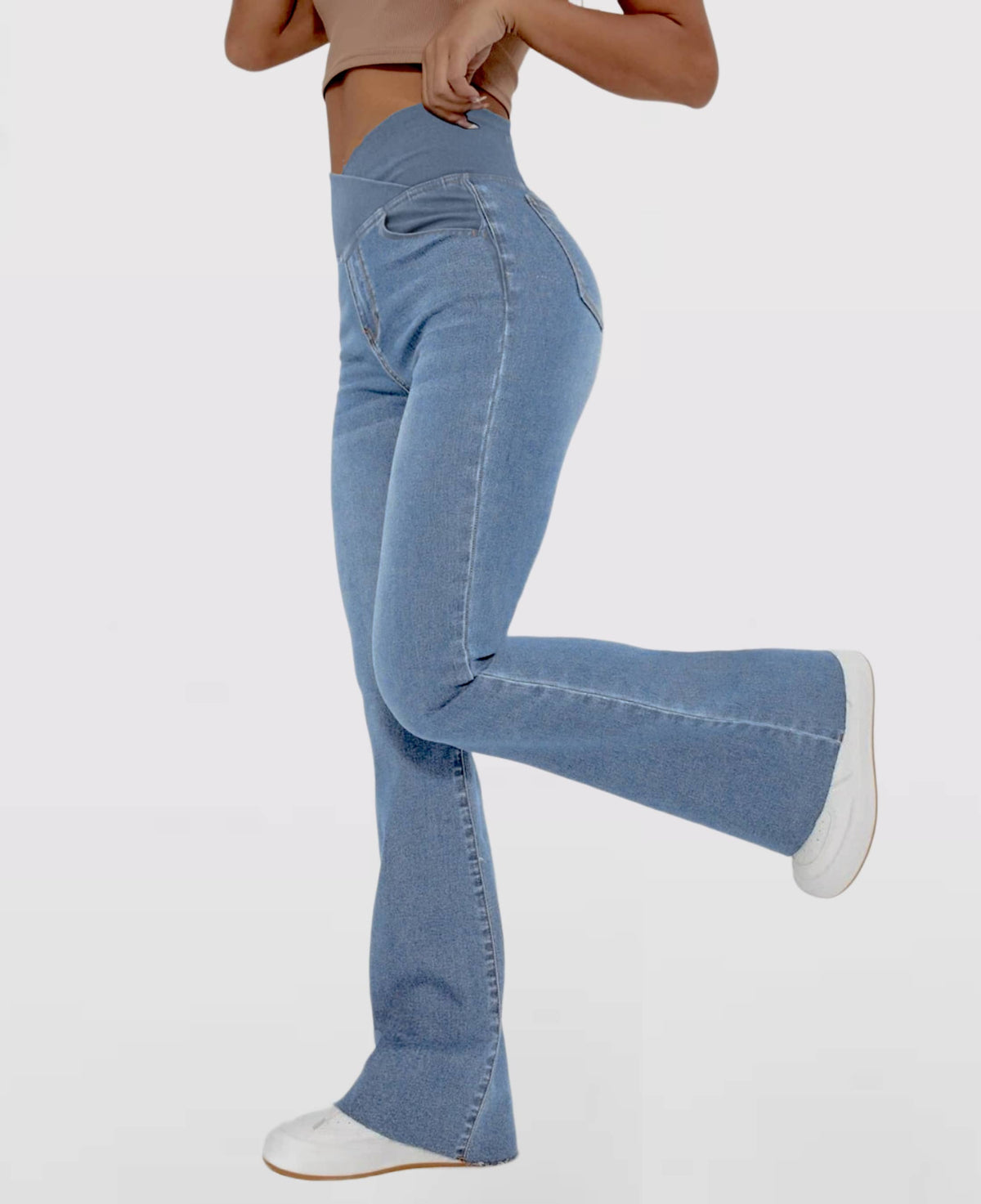 Calça Jeans de Cintura Alta Cruzada [CALÇA EFEITO BARRIGA CHAPADA] Compre 1 Leve 3 🎁