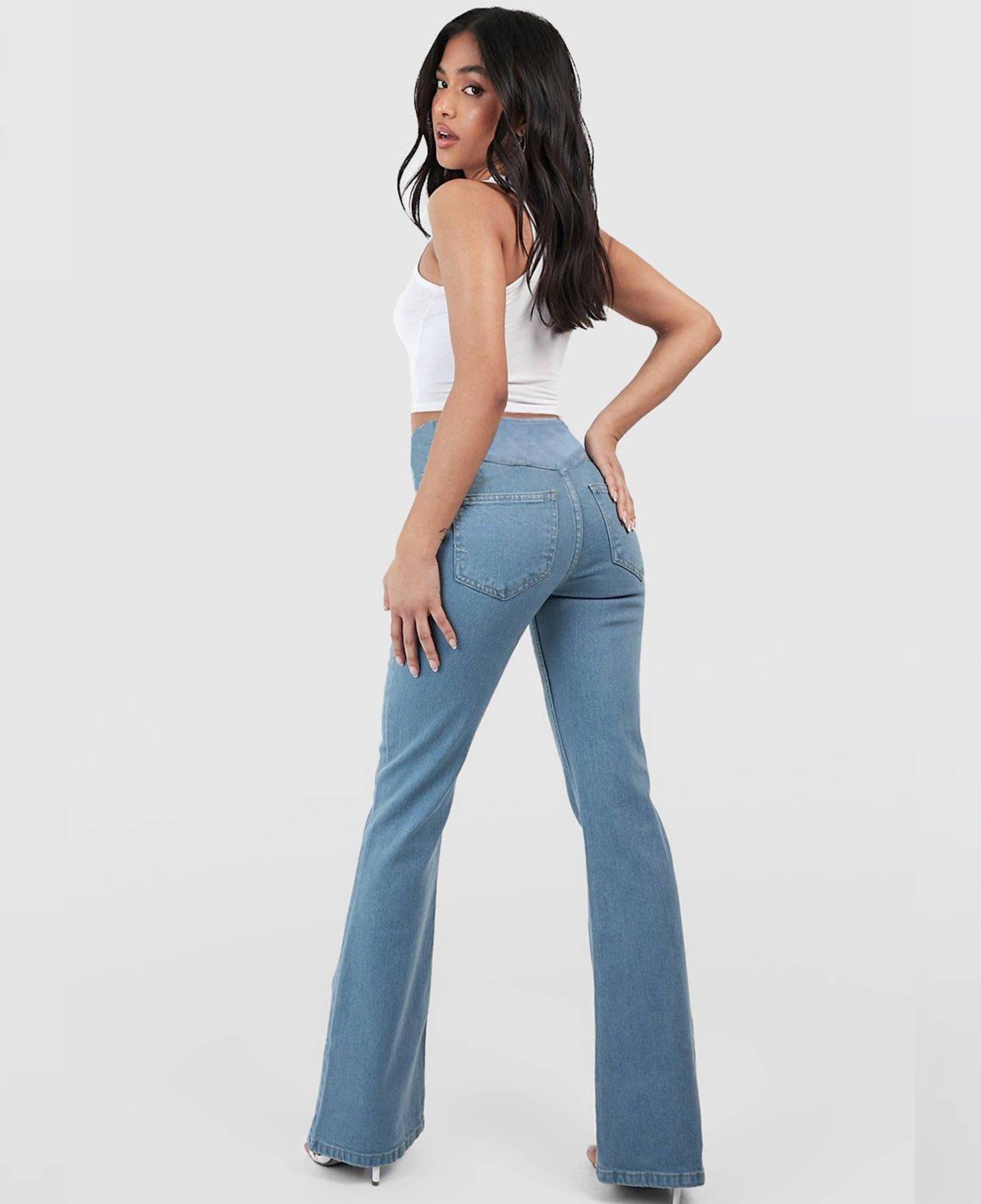 Calça Jeans de Cintura Alta Cruzada [CALÇA EFEITO BARRIGA CHAPADA] Compre 1 Leve 3 🎁