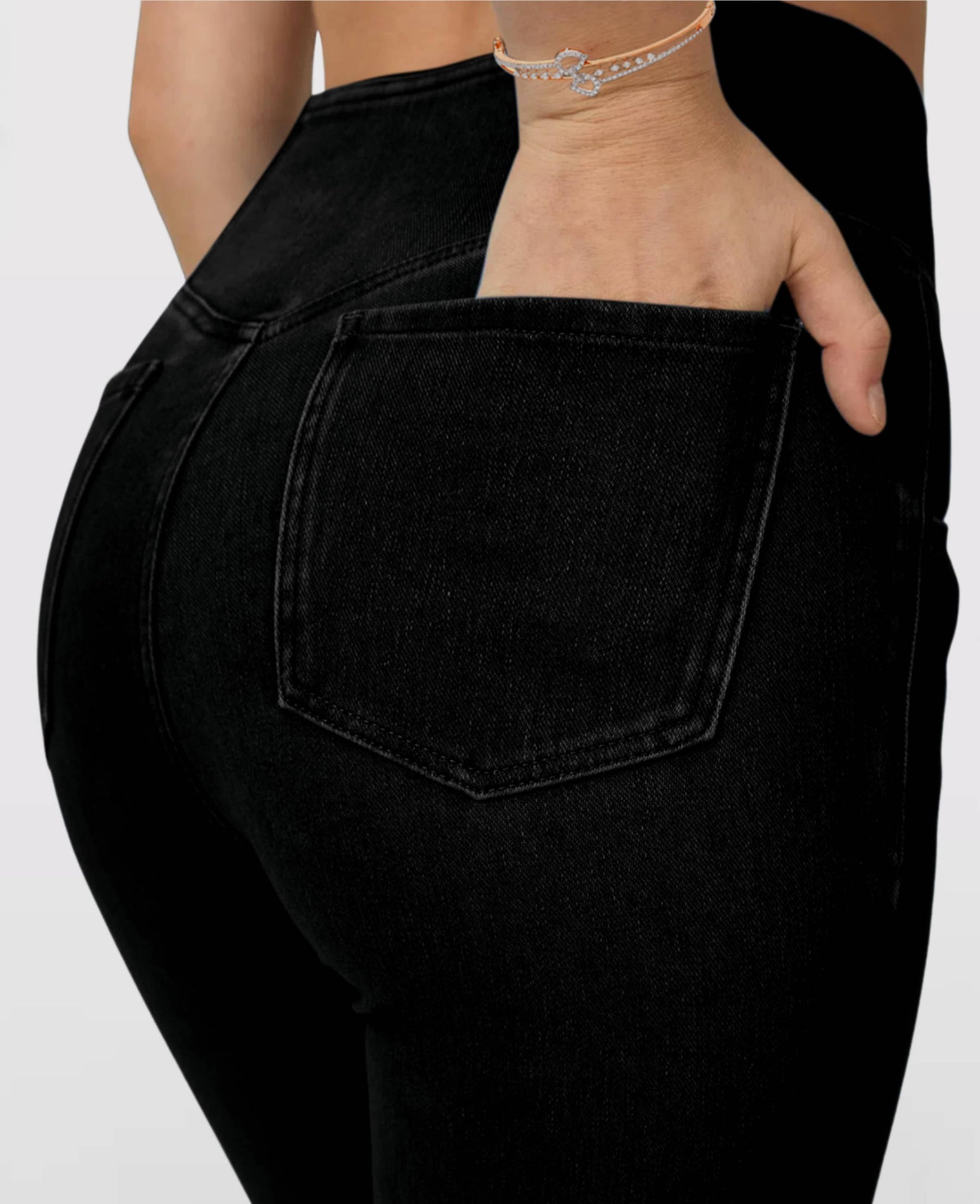 Calça Jeans de Cintura Alta Cruzada [CALÇA EFEITO BARRIGA CHAPADA] Compre 1 Leve 3 🎁