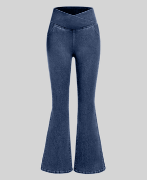 Calça Jeans de Cintura Alta Cruzada [CALÇA EFEITO BARRIGA CHAPADA] Compre 1 Leve 3 🎁