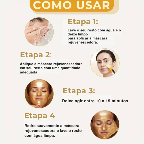 OuroVitality - Máscara Facial Rejuvenescedora de Ouro 24 Quilates com Ácido Hialurônico + Brinde Exclusivo🎁