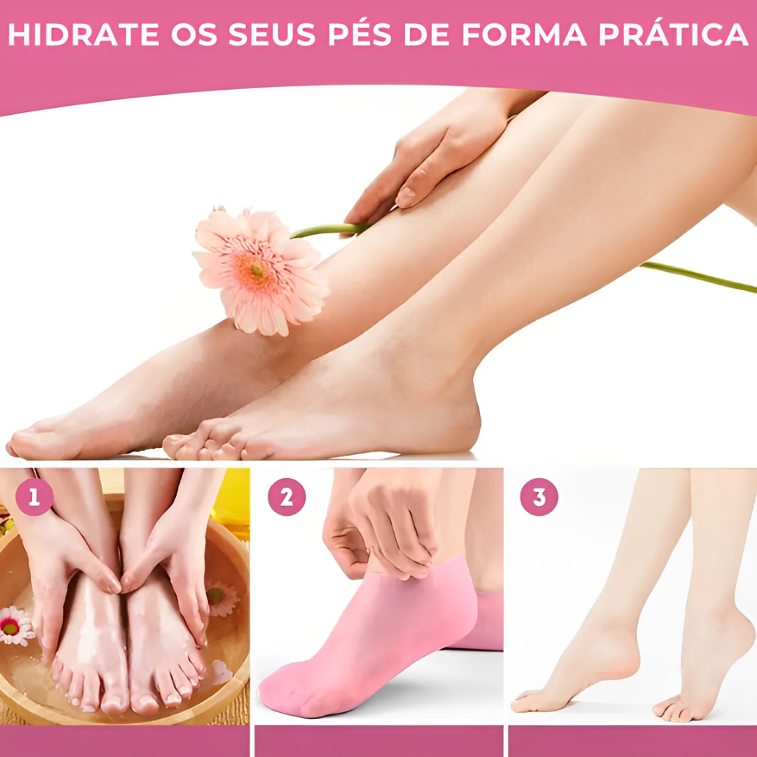 Meias de Silicone FIORY - Tratamento contra rachaduras, calos e pele seca - Compre 1 leve 3