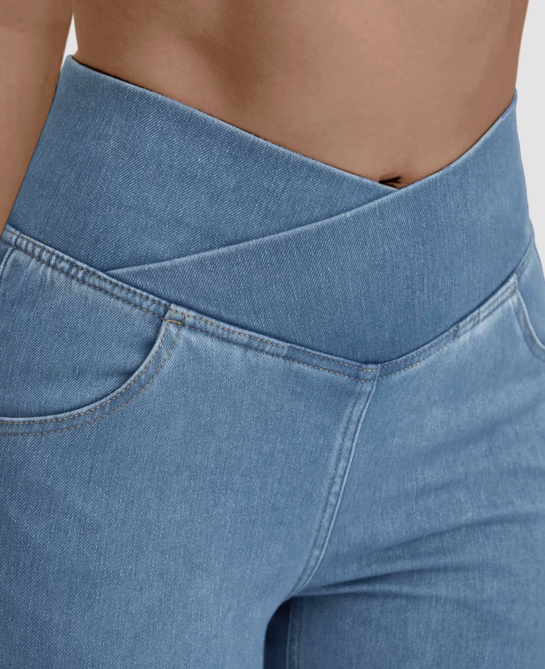 Calça Jeans de Cintura Alta Cruzada [CALÇA EFEITO BARRIGA CHAPADA] Compre 1 Leve 3 🎁