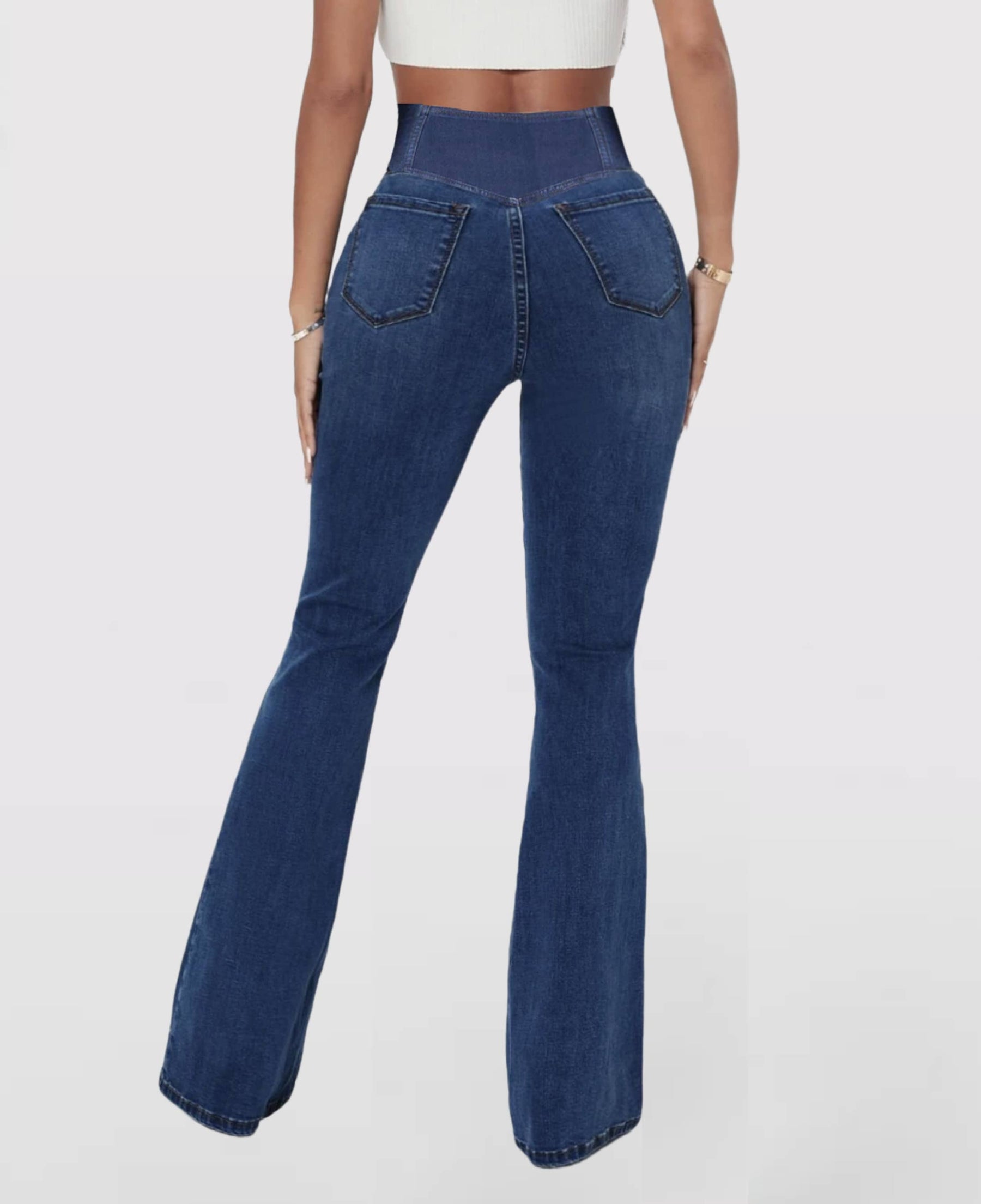 Calça Jeans de Cintura Alta Cruzada [CALÇA EFEITO BARRIGA CHAPADA] Compre 1 Leve 3 🎁