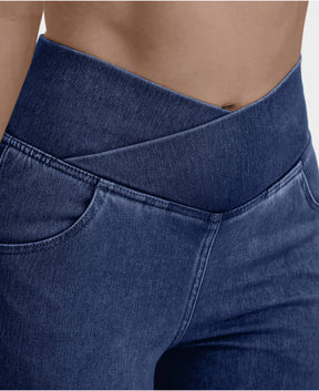 Calça Jeans de Cintura Alta Cruzada [CALÇA EFEITO BARRIGA CHAPADA] Compre 1 Leve 3 🎁