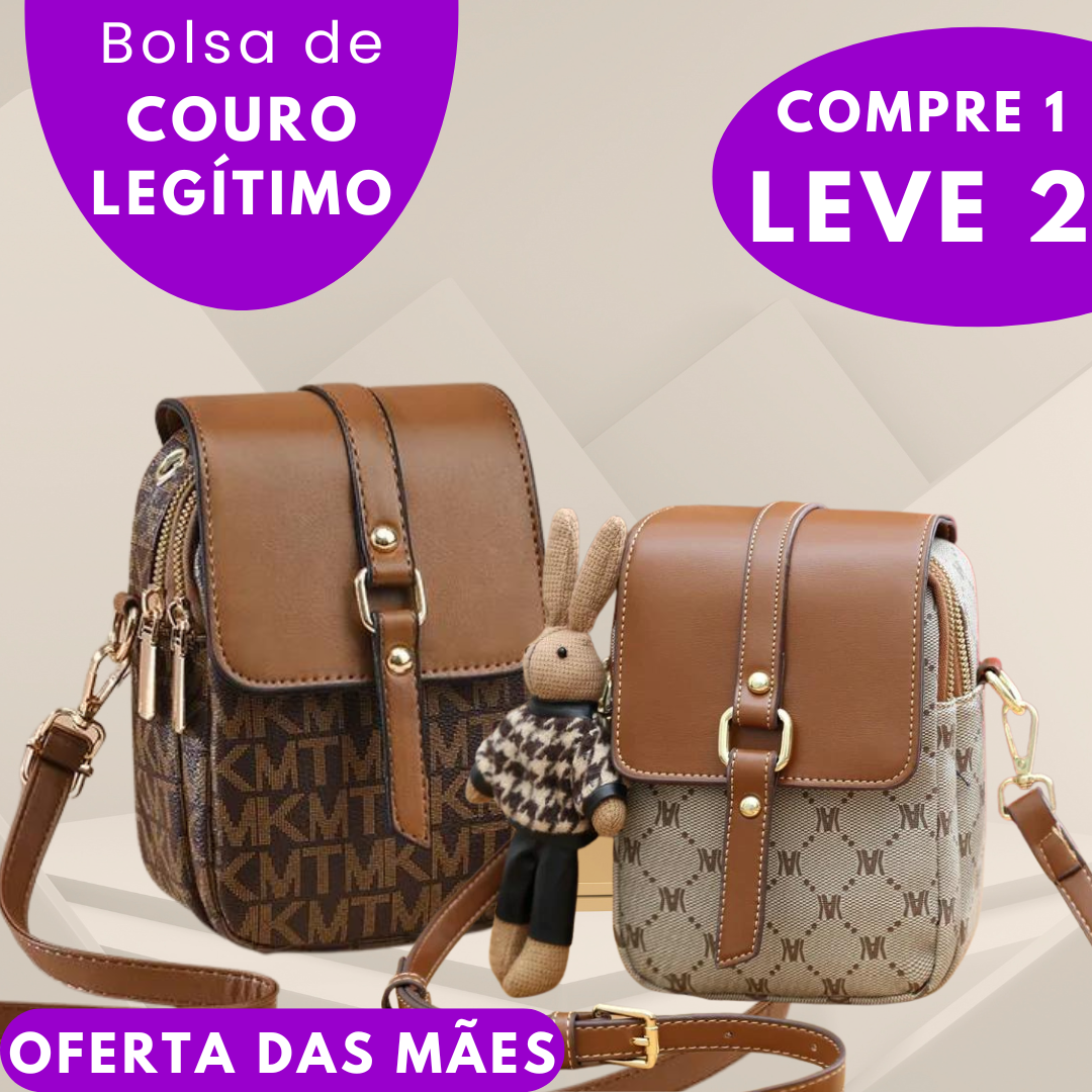 (COMPRE 1 LEVE 2) - Bolsa de Couro Legítimo Luivi + Brinde Exclusivo [OFERTA DAS MÃES]